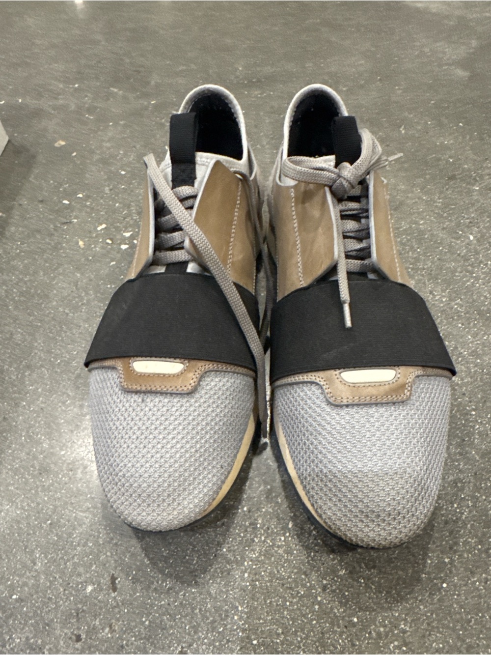 Balenciaga Race Runner Gray and Brown Athletic Sneakers